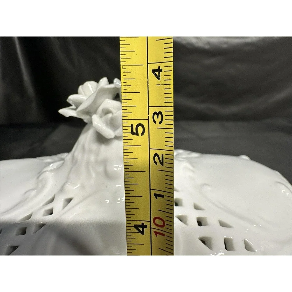 Lefton 60th Anniversary Legacy White Porcelain Rose Lattice Footed Trinket Box